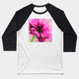 Gorgeous Pink Daisy- Loose Watercolor Baseball T-Shirt